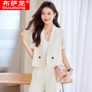 2026新款布萨龙busalong女短袖职业西服西裤正装套装工作服女6205