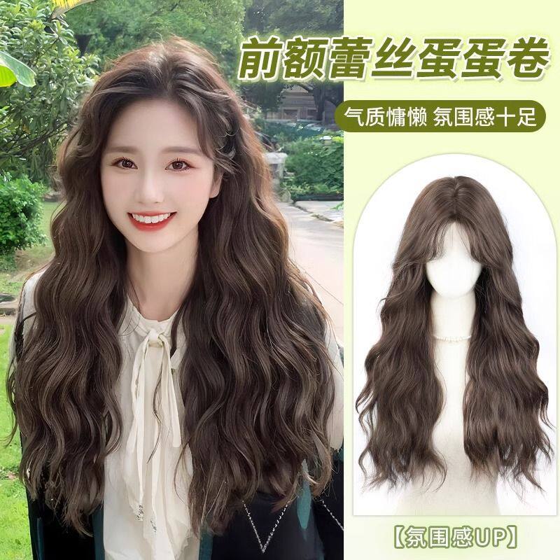 出口热卖若兰假发全头套女仿真发自然长卷发慵懒蛋蛋卷水波纹长款