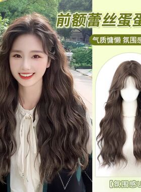 出口热卖若兰假发全头套女仿真发自然长卷发慵懒蛋蛋卷水波纹长款