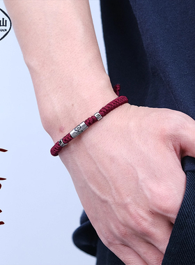 普陀山2026马年925银红绳手链十二生肖属马鼠牛兔护身符手绳礼物