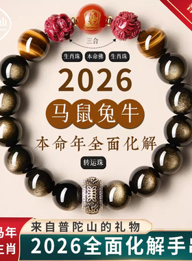 普陀山黑曜石本命年手串