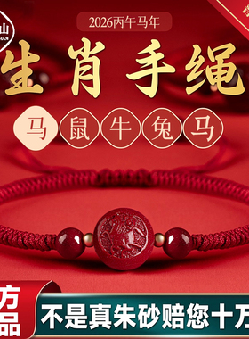 普陀山太岁朱砂红绳手链护身符