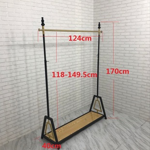 货架金属 钛金中岛架挂衣架单杠可调节男女童装 店展示架落地式 服装