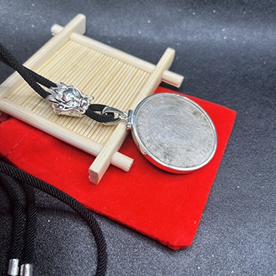 纯银吊坠银元框袁大头银色银镀金边框项坠安装直径39mm厚度2.4mm