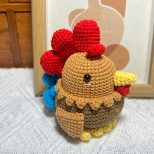 成品手工编织可爱大公鸡玩偶毛线钩织挂件包包挂饰钥匙扣生日礼物