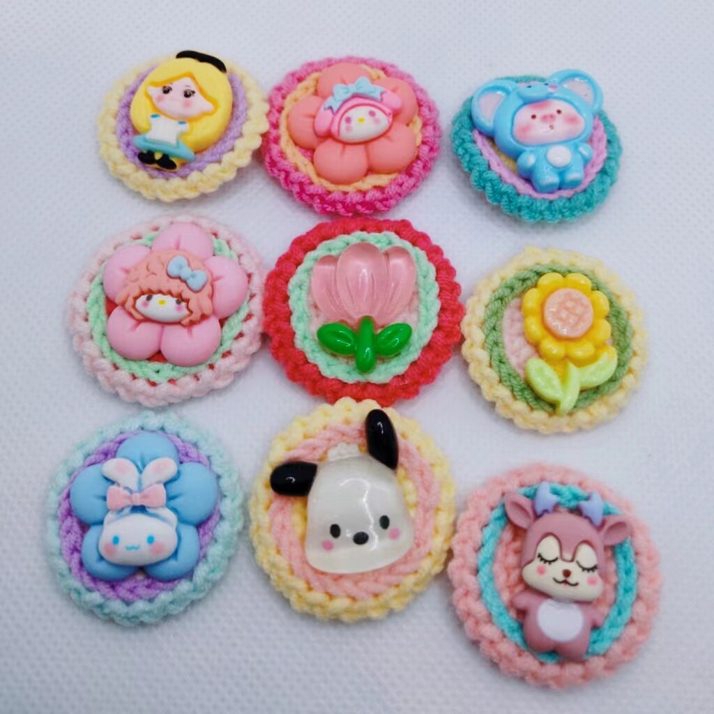 创意手工编织卡通动物胸针 织女羊绒线钩织兔子配饰 超美服装挂饰