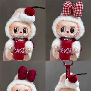 labubu搪胶公仔迷你相机娃衣配件拉布布三代可乐瓶斜挎包衣服配饰