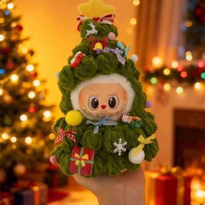 拉布布娃衣圣诞节一二三代通用坐坐派对搪胶马卡龙驯鹿圣诞树套装