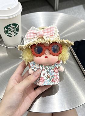 Crybaby日光沐浴娃衣草编遮阳帽海边度假风连衣裙搪胶着替套装
