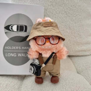 3.0代拉布布娃衣17cm欢乐搪胶三代labubu前方高能衣服背带裤套装