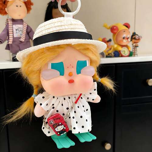 咕噜咕噜娃衣crybaby哭娃衣服10cm15cm毛绒公仔波点裙子草帽套装