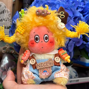 星星人娃衣123爆炸头发夹假发圣诞衣服17cm公仔理发毛绒玩偶换装