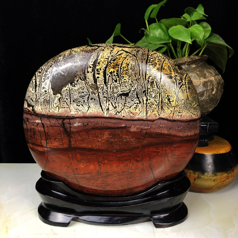 天然奇石原石草花石国画石观赏石头工艺礼品客厅办公桌装饰摆件