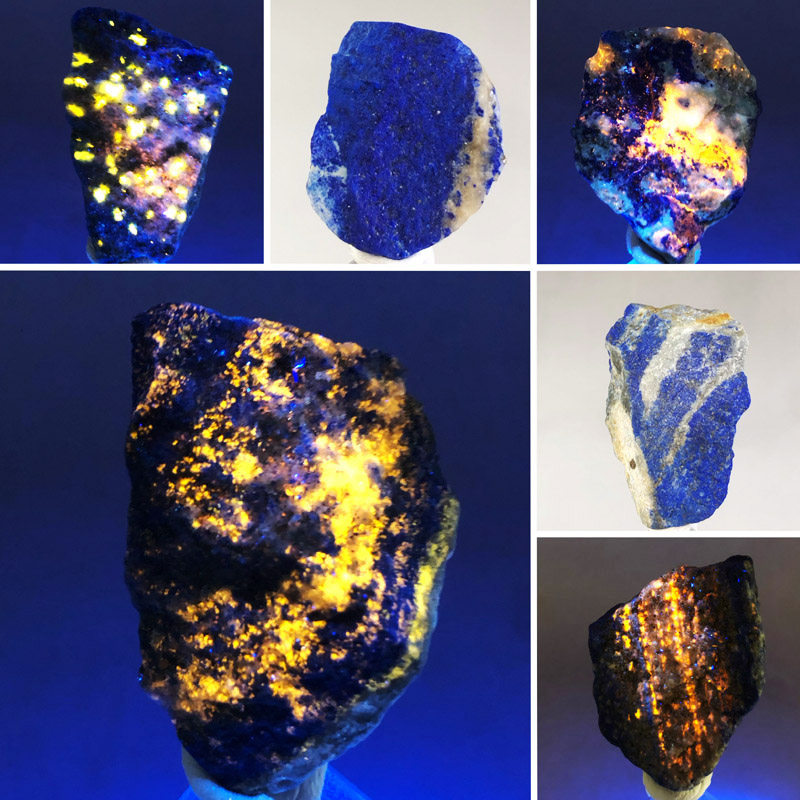 天然青金石原石方钠石荧光矿物晶体奇石收藏儿童地质科普标本水晶