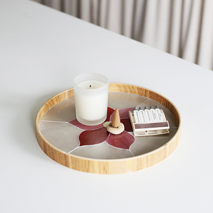 那儿彩色玻璃DIY材料包自制创意礼物团建活动ins风樱花木托盘