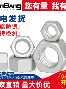 8级热镀锌六角螺母热浸锌螺帽扩孔螺母加大M6M10M16M20M30M48M64