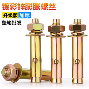整箱彩锌膨胀螺丝铁镀锌膨胀螺栓大全加长拉爆批发M8M10M12M14M16