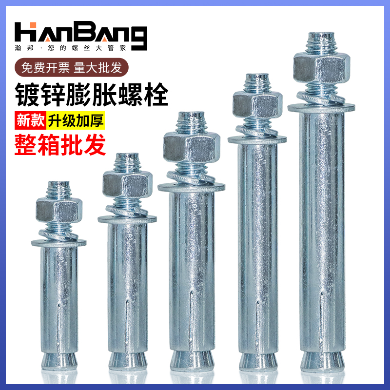 整箱镀锌加长超长金属铁膨胀螺丝大全拉爆箱装6M8M10M12M14M16M20