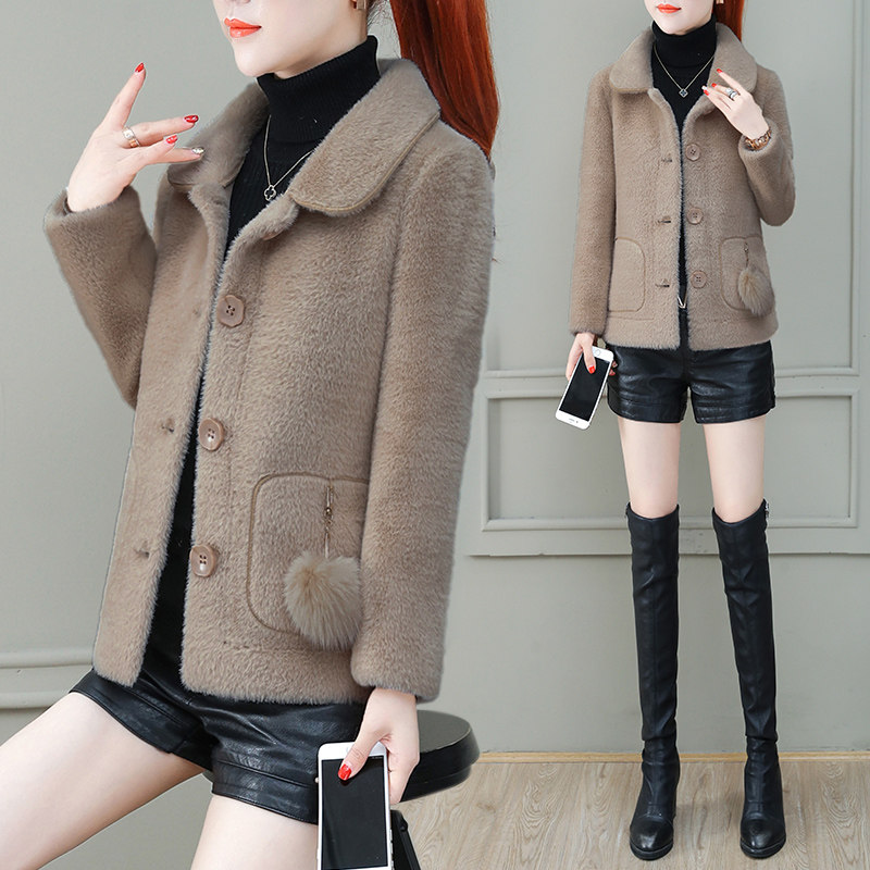 小个子黄金水貂绒短外套女士加厚2020年秋冬洋气外衣皮毛一体百搭