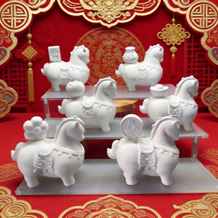 爆款超大号小马福石膏娃娃涂色绘画马年DIY儿童学生彩绘礼物摆摊