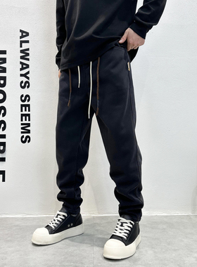 2025秋冬新款加绒加厚休闲裤男哈伦裤黑色痞帅潮流运动裤男小脚裤