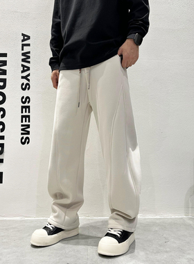 冬季新款加绒休闲裤男宽松直筒裤男痞帅卫裤长裤男士潮流运动微阔