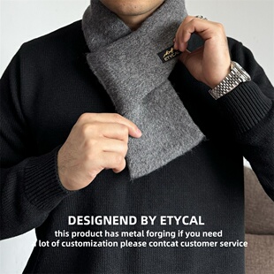 美式工装复古针织围巾仿马海毛日系保暖休闲纯色韩版秋冬男女围脖