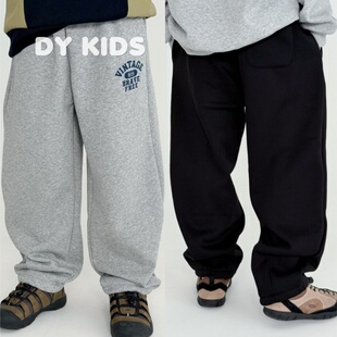 宋大牙日常穿搭加绒冬天童装加厚加绒宽松保暖百搭简约款保暖长裤