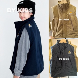 宋大牙25AW秋冬轻薄丝绵山系马甲纯色中大童半高领无袖保暖上衣帅