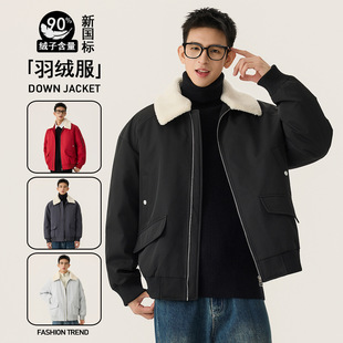 ACU男装|翻领毛领羽绒服夹克冬季宽松休闲工装飞行服简约保暖外套