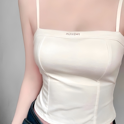 莫代尔一字领吊带背心女显瘦