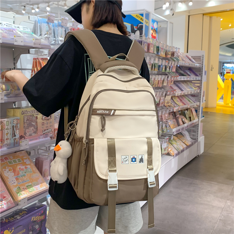 双肩包女日系校园简约百搭高中学生初中生上课书包大容量背包男潮