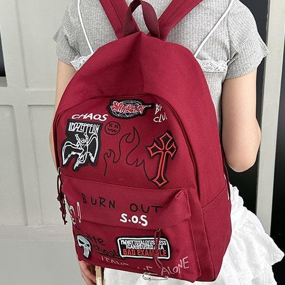 Y2K潮酷书包女2025新款大容量双肩包时尚个性休闲男生初中高中生