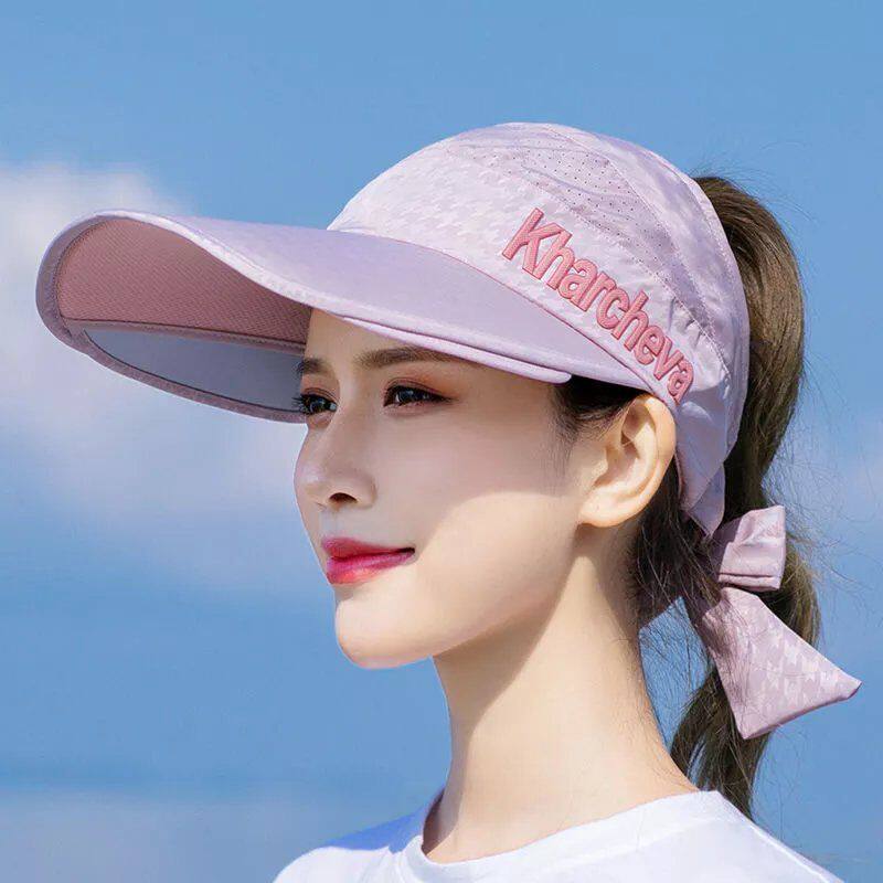 空顶防晒帽子女夏天户外运动骑车遮脸遮阳帽百搭凉帽紫外线太阳帽
