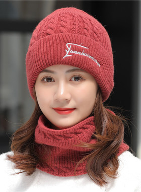 帽子女冬季毛线帽加绒加厚护耳秋冬天百搭骑车防风防寒针织棉帽男