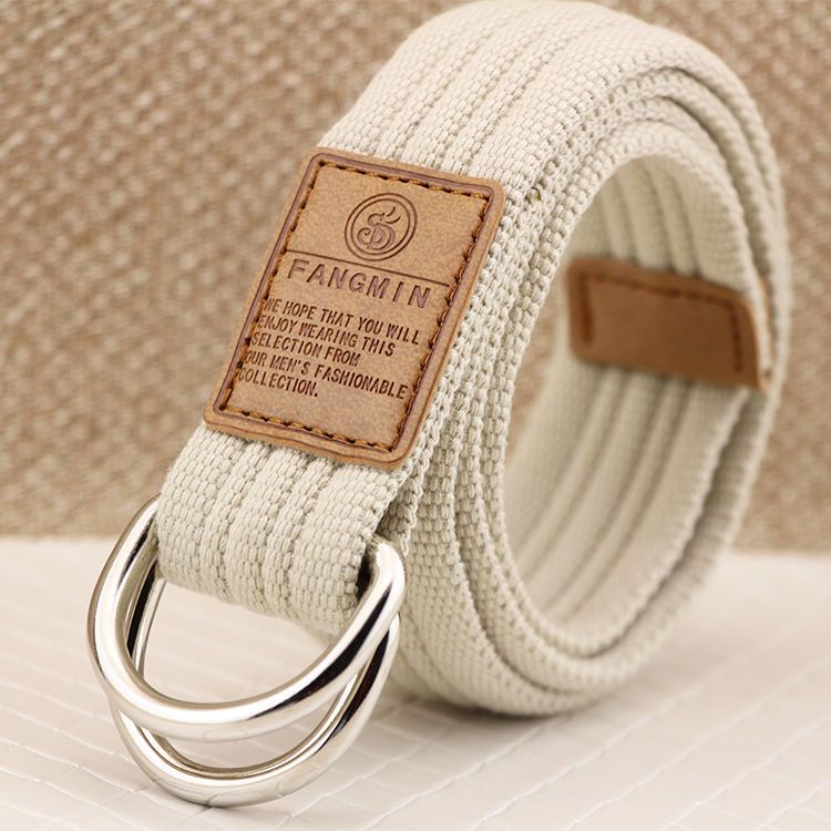 男女士通用帆布腰带休闲双环扣