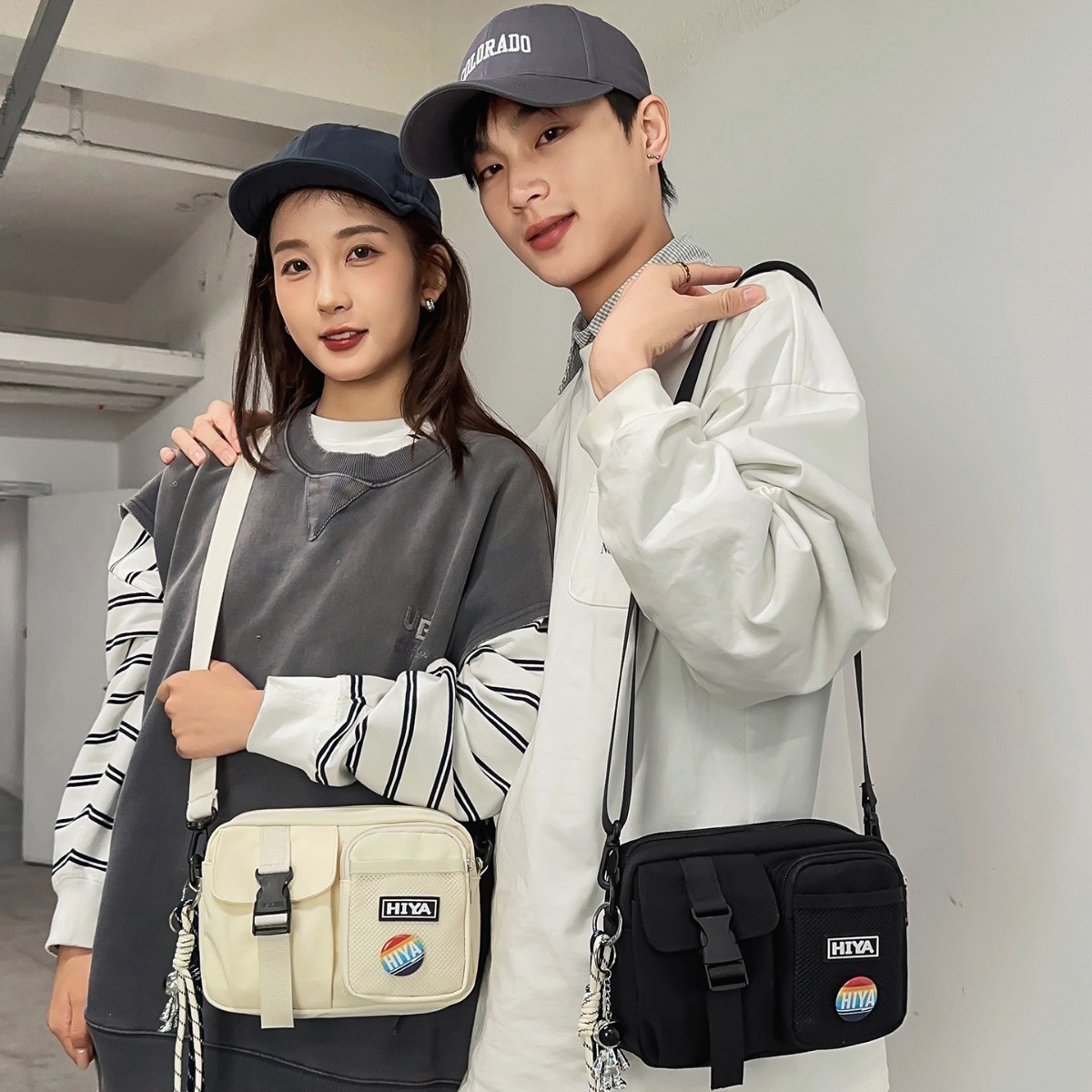 日系inx新款高颜值潮酷小众设计多口袋单肩包情侣轻便日常斜挎包