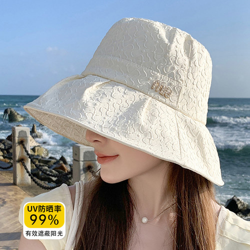 新款遮阳帽女夏季防晒帽子防紫外线渔夫帽时尚折叠遮脸太阳帽洋气