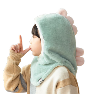 儿童防风帽面罩电动车冬季保暖头套护脸女童宝宝帽子围巾一体男童