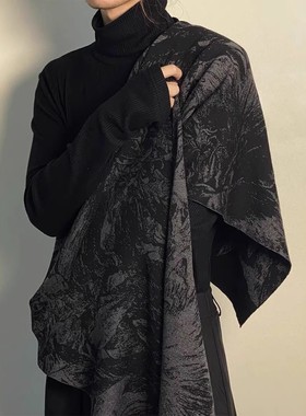 暗黑仿羊绒围巾保暖男女同款百搭围脖毛毯盖毯冬办公室空调房披肩