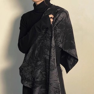 暗黑仿羊绒围巾保暖男女同款百搭围脖毛毯盖毯冬办公室空调房披肩