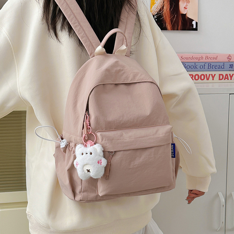 ins风日系软妹书包女 韩版纯色百搭少女背包初中生高中学生双肩包