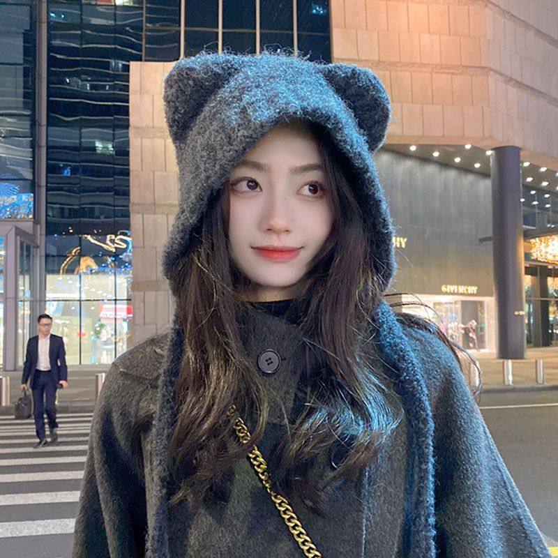 可爱小熊帽子冬季女针织毛线加厚保暖护耳朵学生盆帽韩版日系百搭,服饰配件/皮带/帽子/围巾,帽子,淘宝优惠券,粉丝福利购,淘宝优惠卷