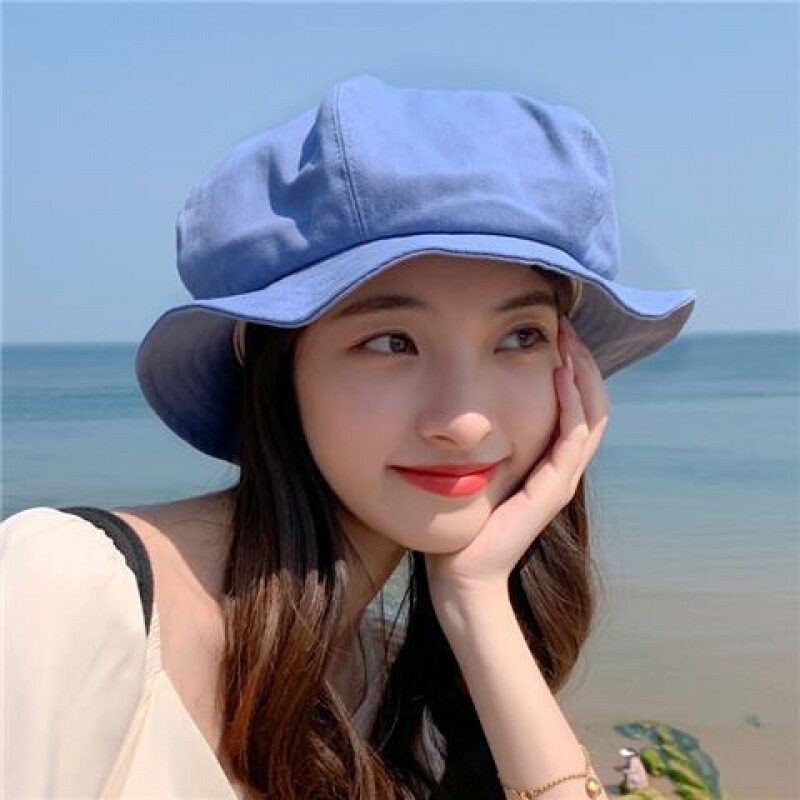 云朵渔夫帽女可爱显脸小日系大头围小众遮阳帽春夏防晒贝雷帽盆帽