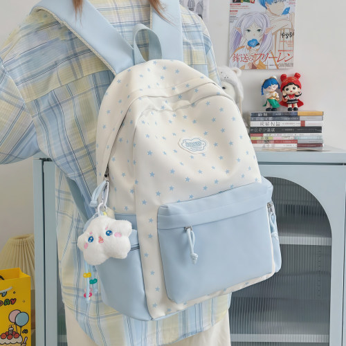 书包初中生女ins小众蓝色系小学生六年级学生女生背包肩包双肩包