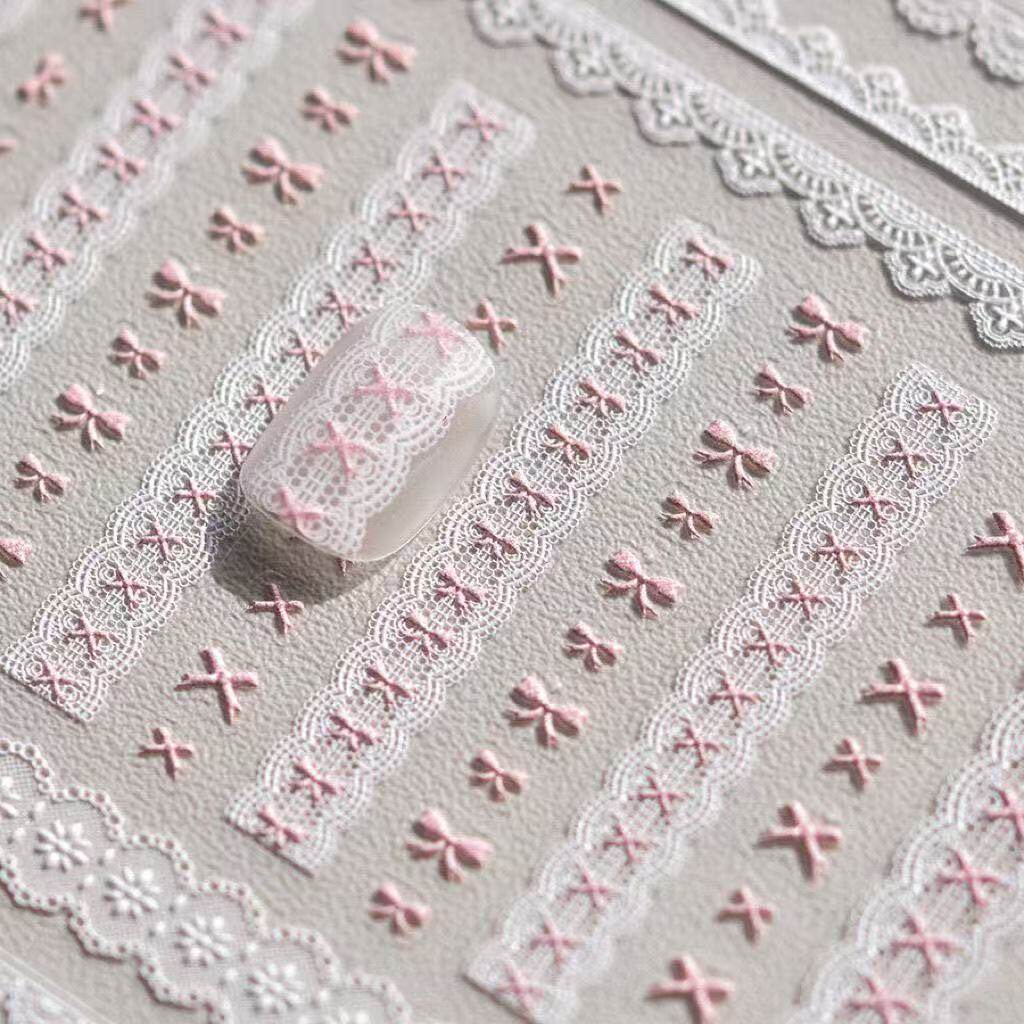 美甲贴纸新款甜酷格子辣妹粉黑白美甲工具