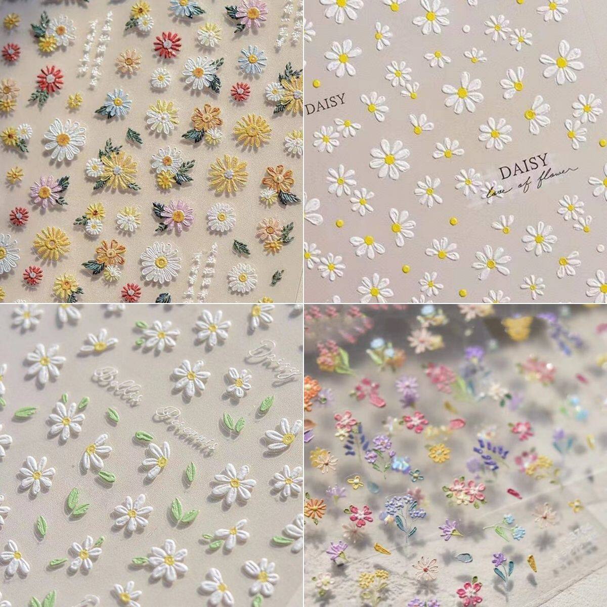 莫奈花园贴纸彩色花朵菊花diy自粘CCD手机壳春日野花美甲贴