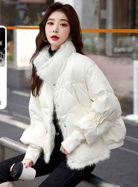 今年流行特惠白色羽绒服女时尚洋气立领宽松2025年冬季新款90白