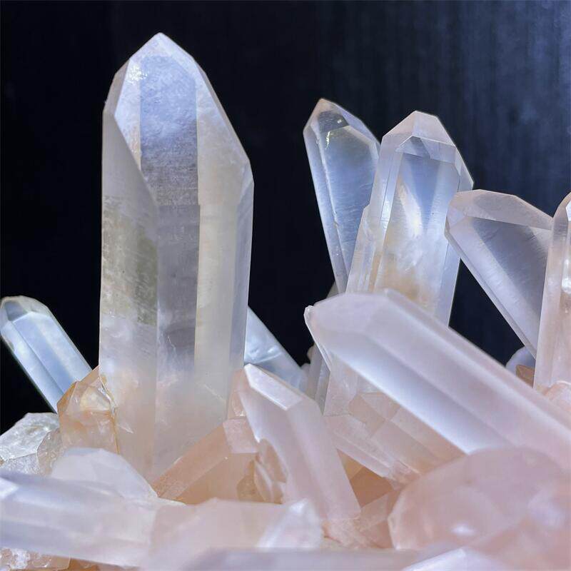 천연 마다가스카르 핑크 스킨 레드 스킨 티 바디 스모키 쿼츠 화이트 크리스탈 클러스터 홈 컬렉션 원석 준 보석 장식품