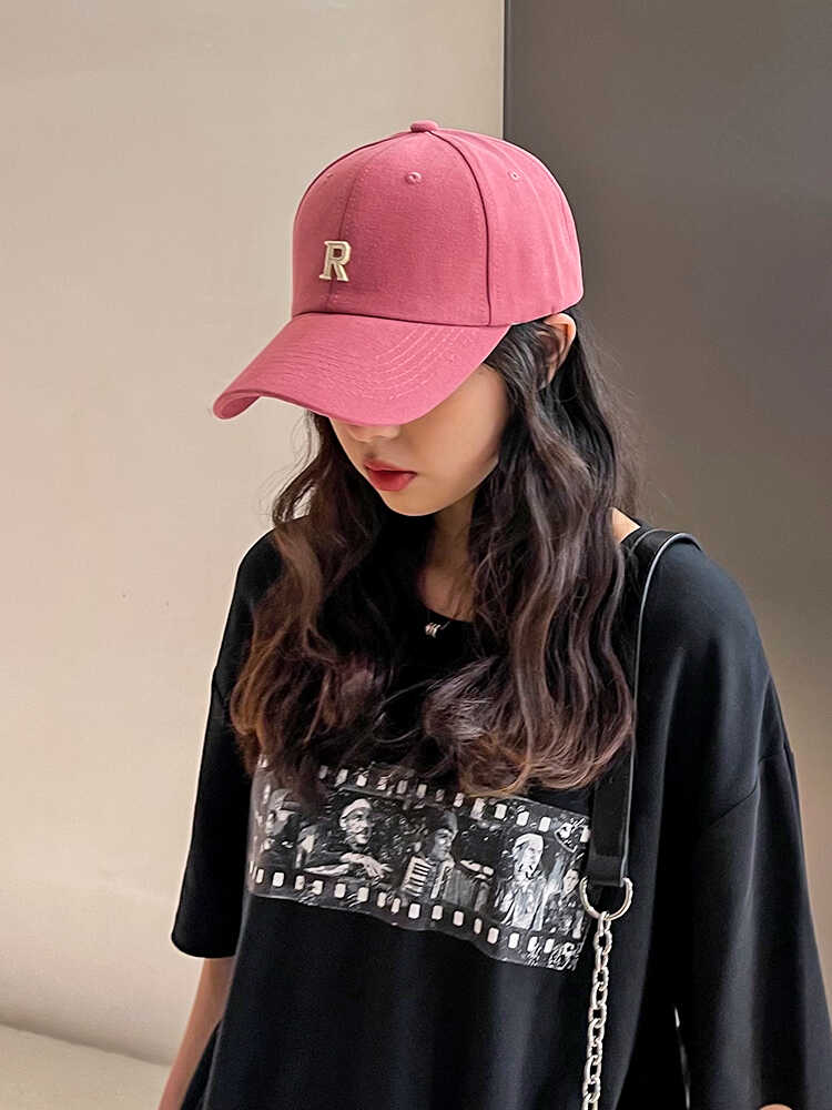女卡通小鱼百搭男帽子春夏刺绣情侣棒球帽ins韩版简约弯檐鸭舌帽